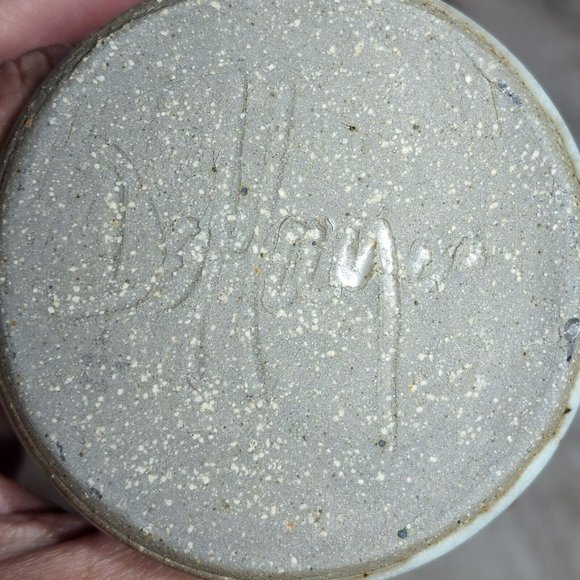 2 Signed Art Pottery Stoneware Pedestal Mugs - Picture 5 of 5